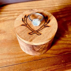 Hexagon moonstone 14k white gold ring